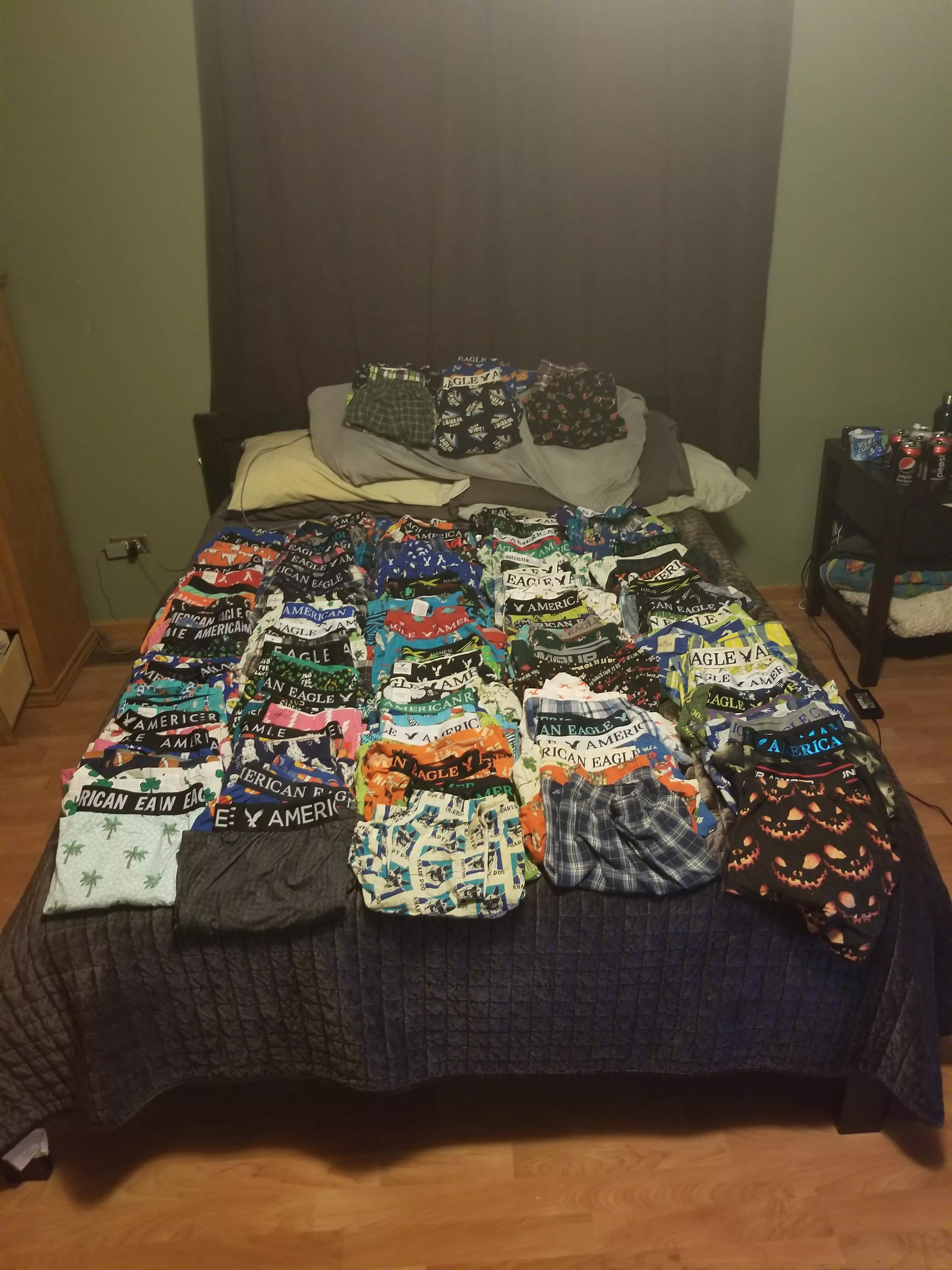 my entire collection of boxer shorts (almost all american eagle).