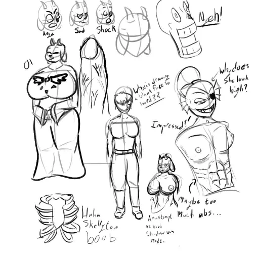 Learning to draw UT characters. Anyone got any tips to improve it? [Toriel, Undyne, Frisk]