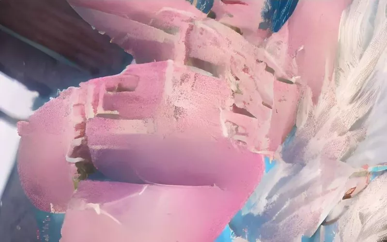 Lf color source: 1girl, Yelan, Genshin Impact, cleavage, nipples, armpit, hand touching armpit, blue hair, window, sunlight, feather