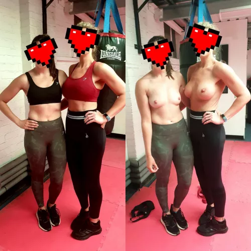 Gymwives (f)irst reddit post together, progress pic day turned into a (f)un on/off!