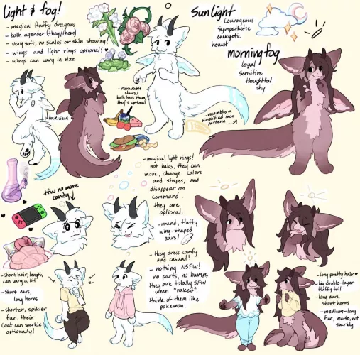 ref for my fursonas <333 i wuv them :3 (art by me, @dragonclawsart)