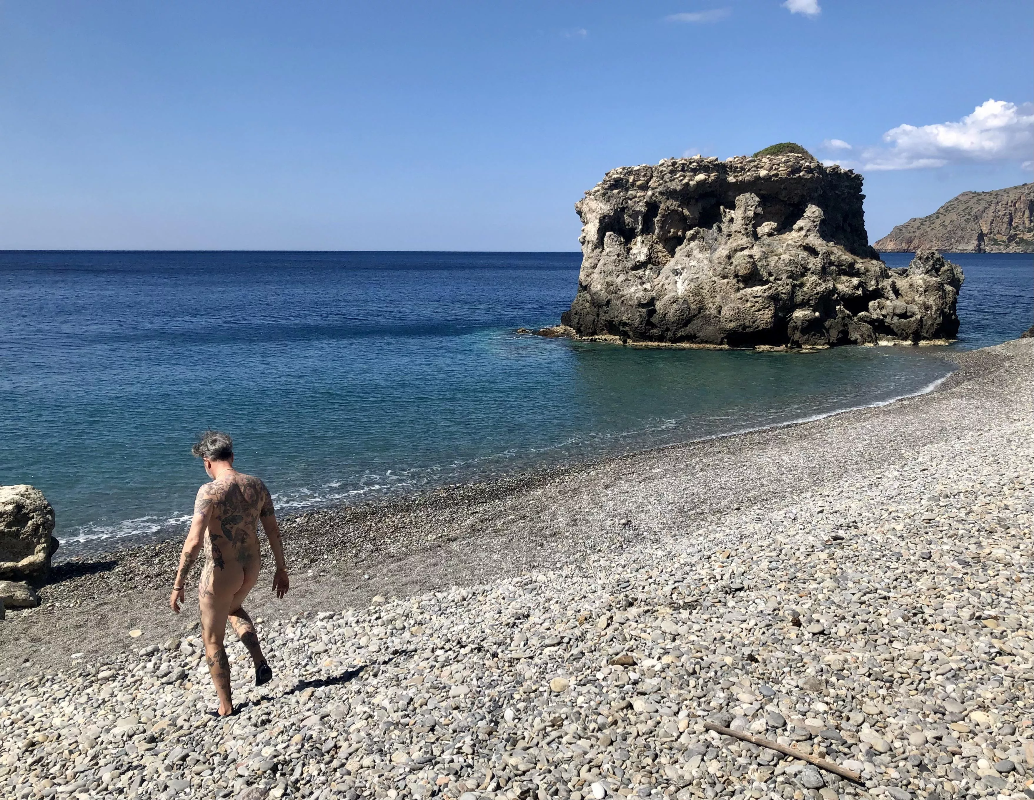 Heading to swim on one of my favorite beaches on the southern coast of Crete.❤️