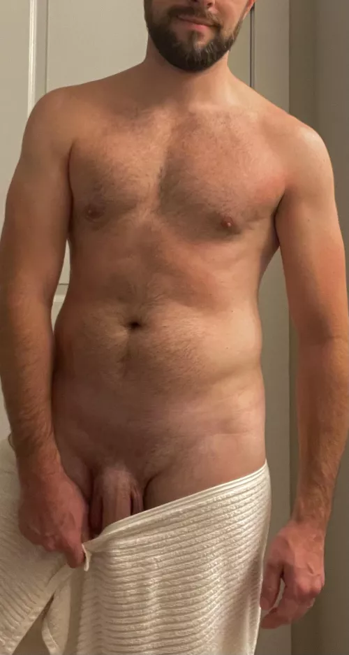 Fresh out of the shower. If you wanna see whats underneath check out my profile pics ;)