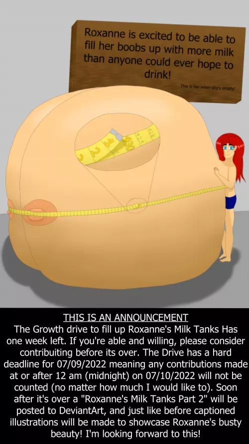 Roxanne’s growth drive - 1 week warning.