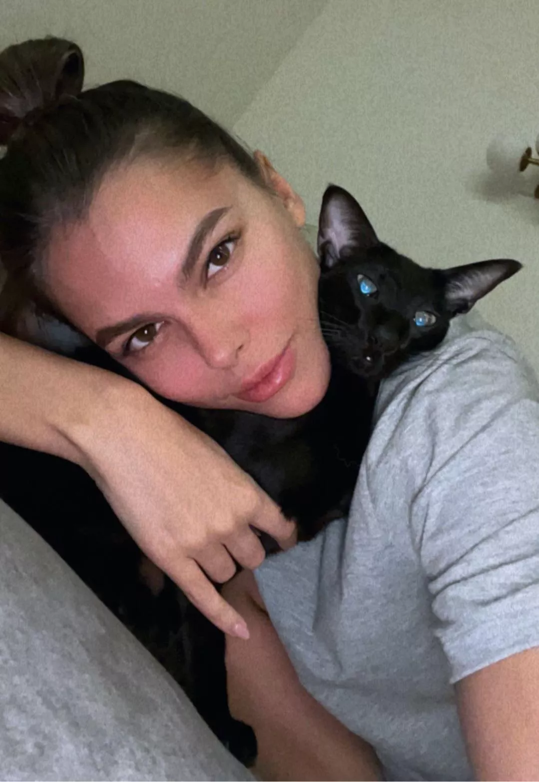 With cat