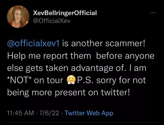 Help Xev report these FAKE account and these scammers. Links below on FAKE accounts