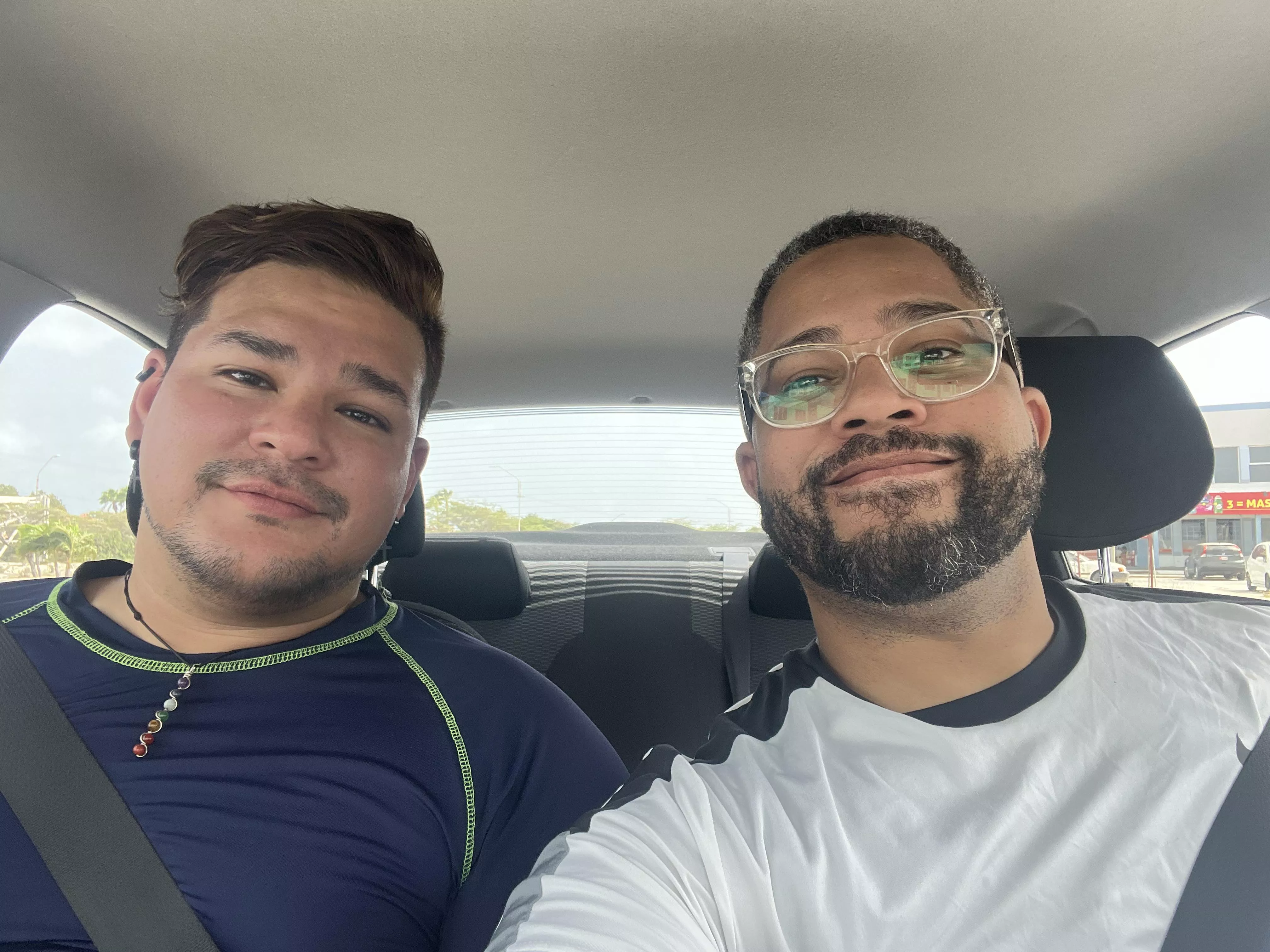 Me and bf on the way to the beach 🌴