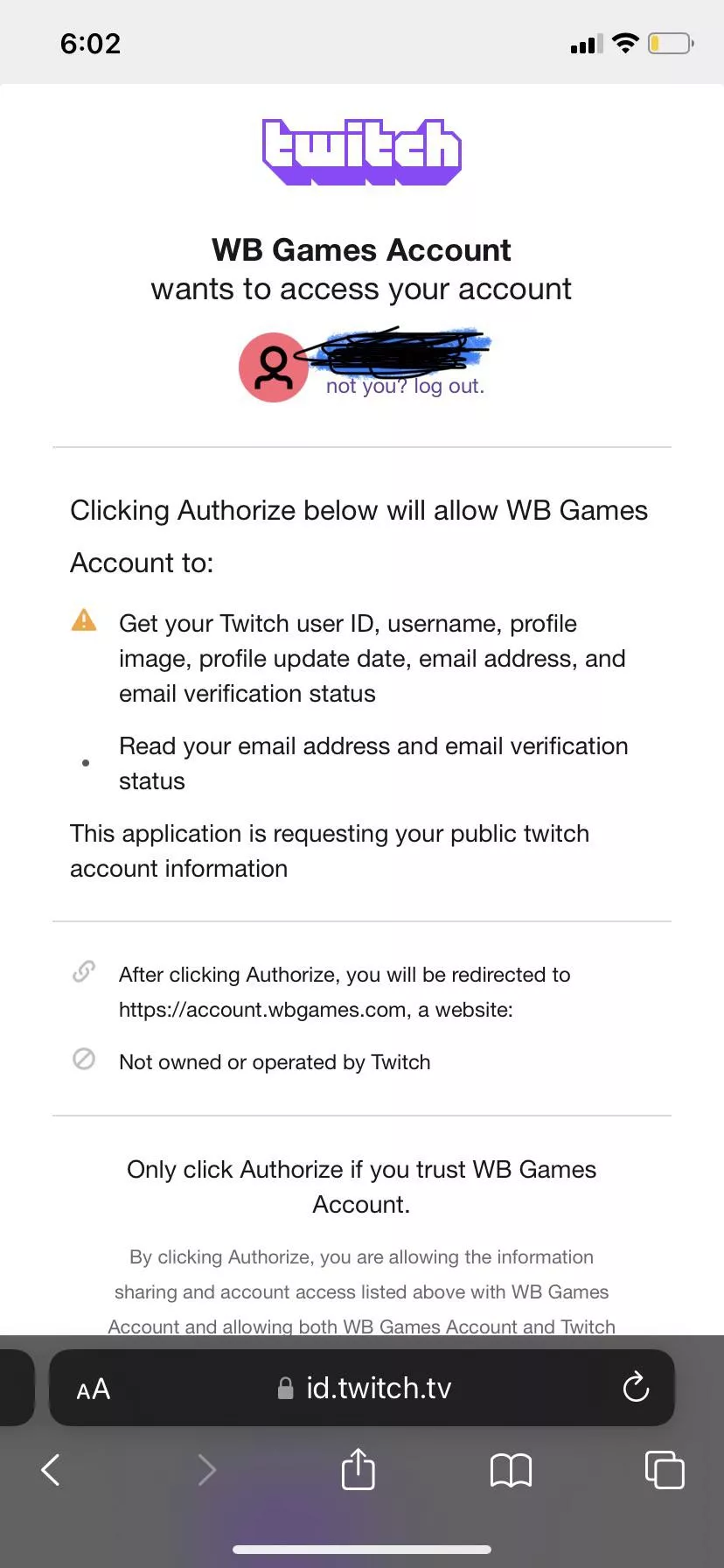 By clicking authorize will allow WB Games to read your email address and your email verification status does that mean that they’ll just know my email and my email verification status By clicking authorize will allow WB Games to read your email address and your email verification status does that mean that they’ll just know my email and my email verification status