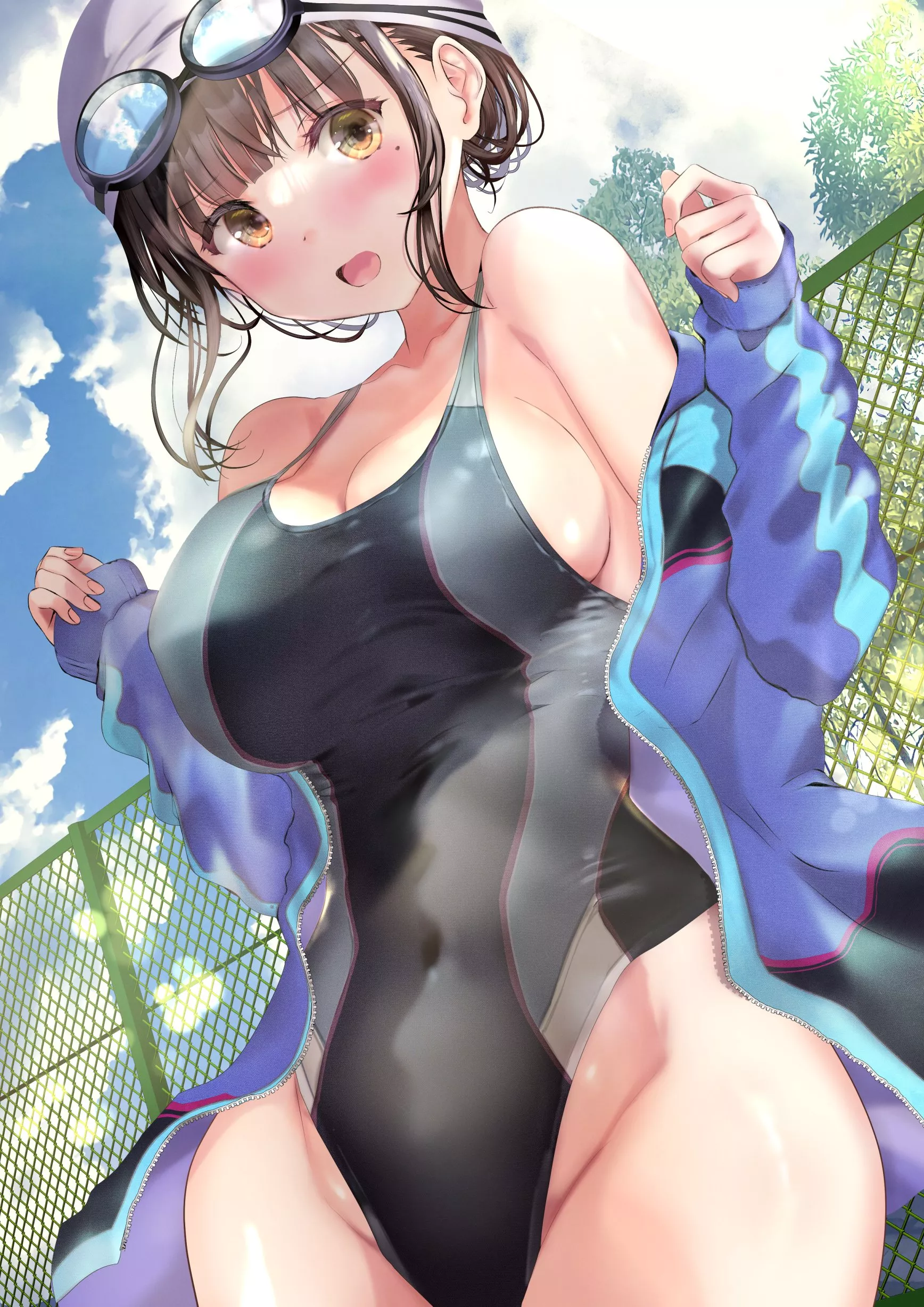 embarrassed in a one piece (@ogatatei)