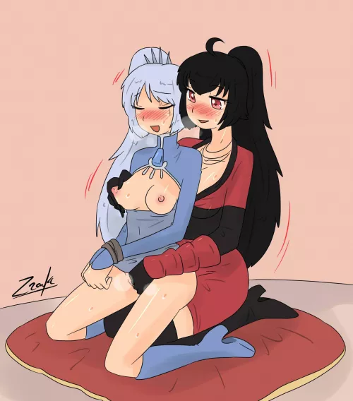 Raven having fun with her prisoner (by Zronku)