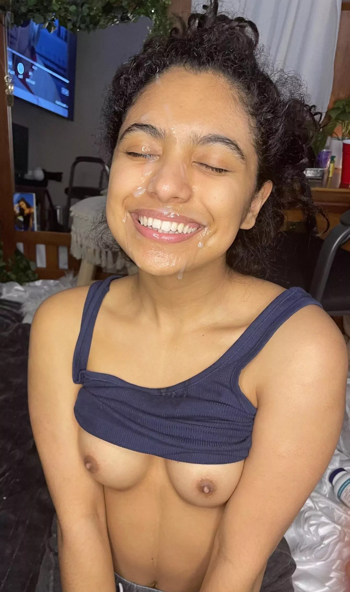 She looks pleased