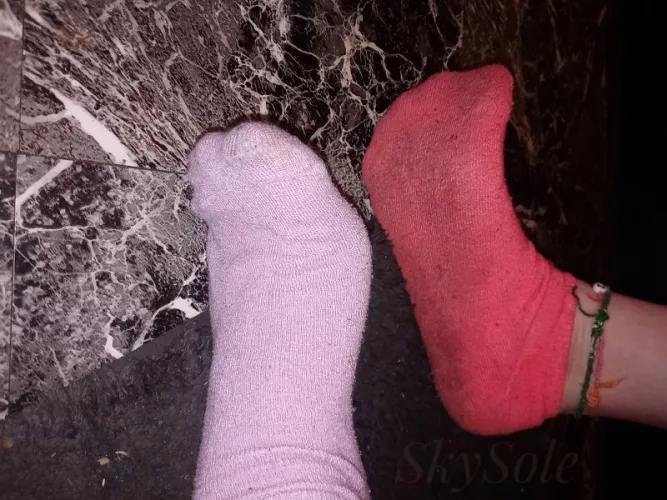 Mismatched socks worn for 3 12hr shifts. Ready to ship, Heat sealed & shipped discretely