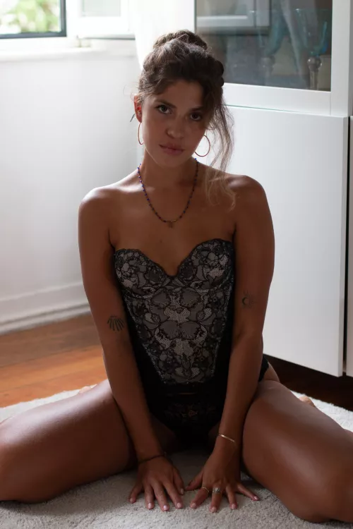 Sitting on the floor and feeling sexy