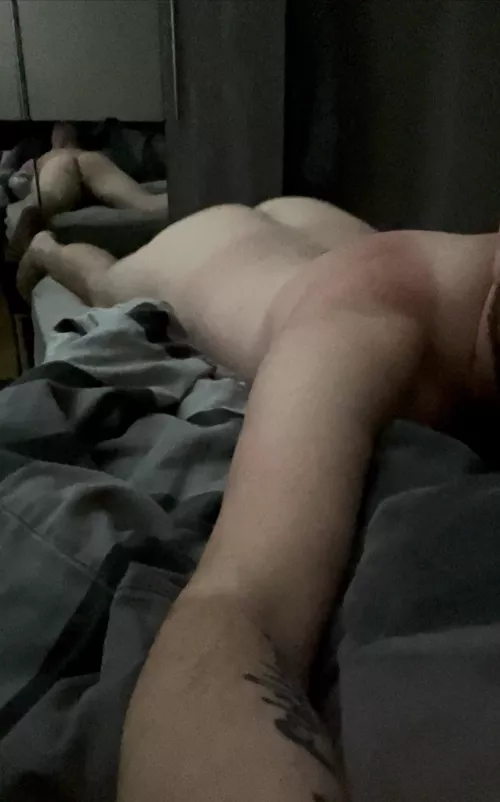 The bed feels good but also thinking about a dick inside of me 😛