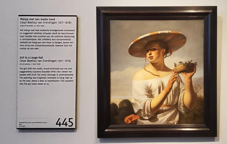 Girl in a Large Hat (by Dutch painter Caesar van Everdingen, 17th century)