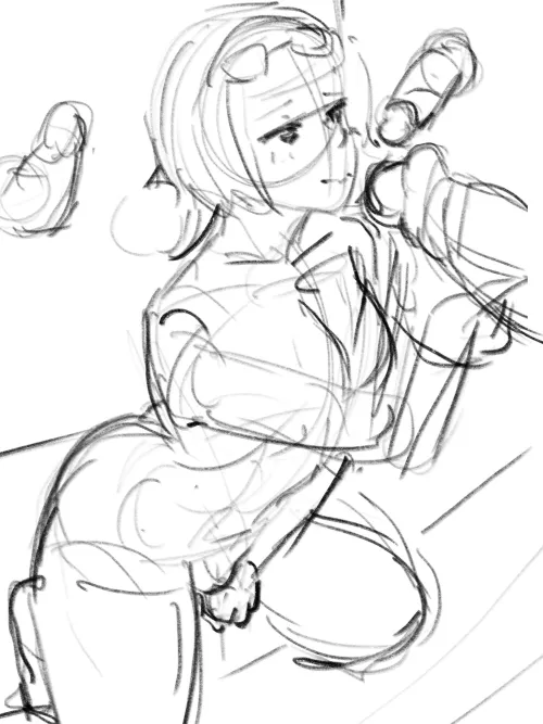 New here and this is my first sketch while I was horny..well what I was thinking about at least