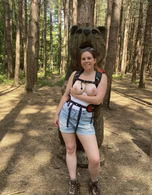 Bare in the woods with a bear in the woods (F)