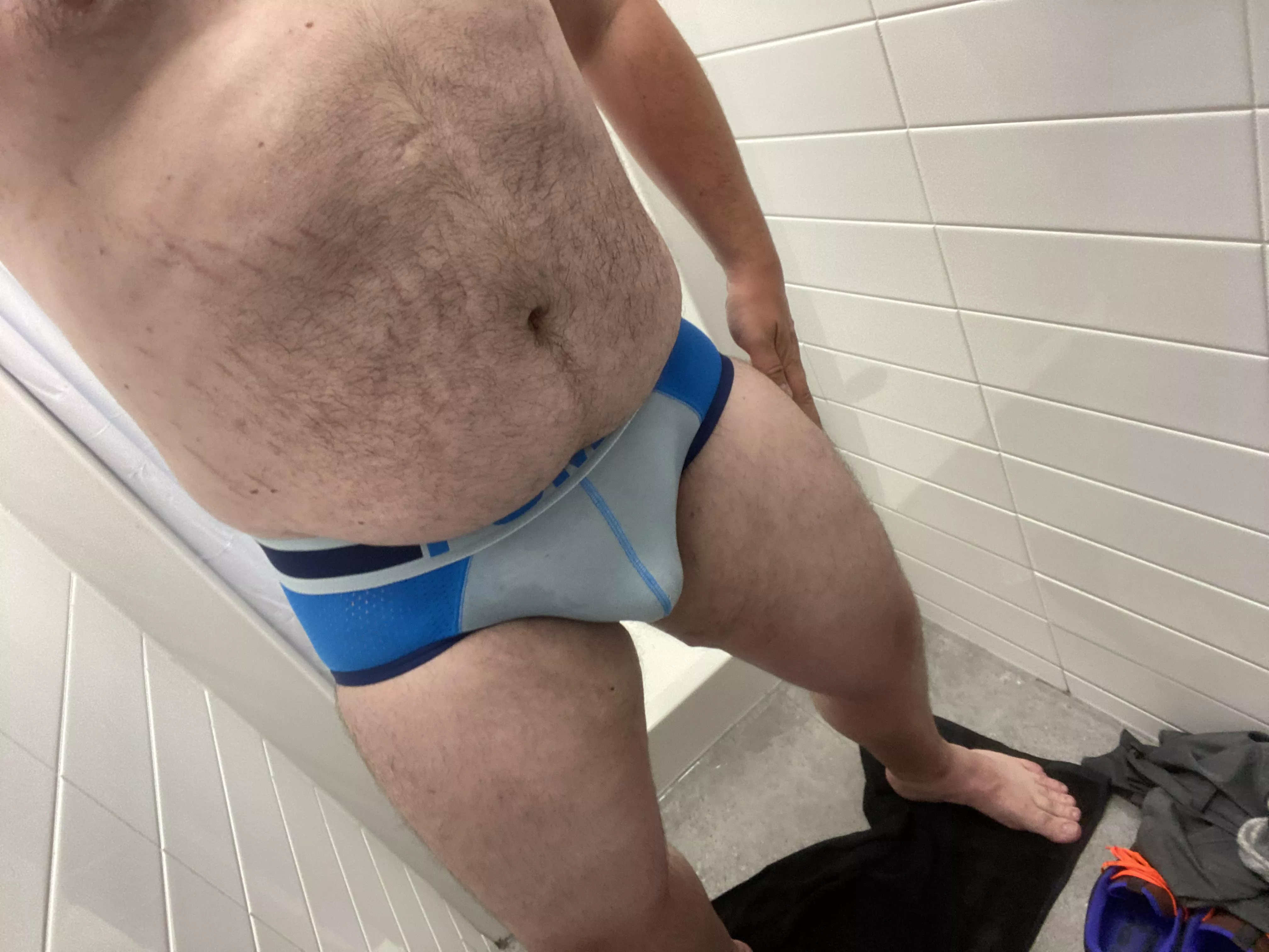 In the shower after the gym!