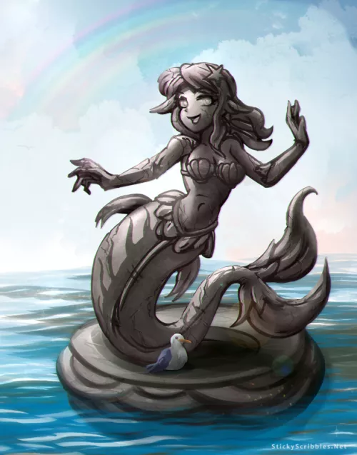 Mermaid Statue Transformation [f>inanimate] ( StickyScribbles )