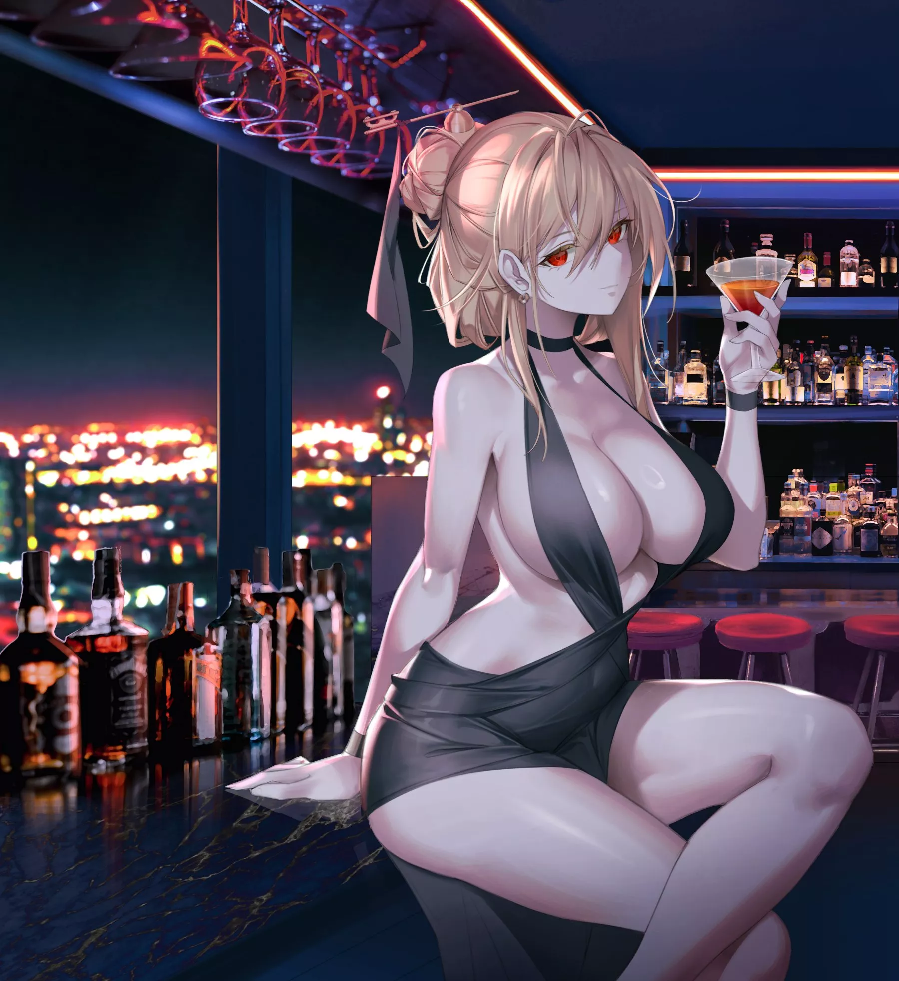 Enjoying a Drink [Original] (by chomong)