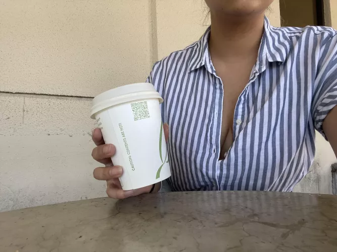 Enjoying our coffee break