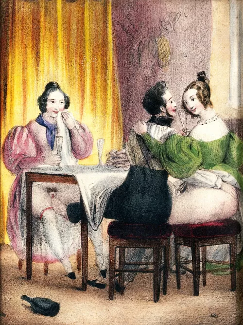 Sir, If it pleases you, may I draw attention to this illustration from a book I have been reading in my library. I feel it perfectly illustrates modern etiquette at the table.