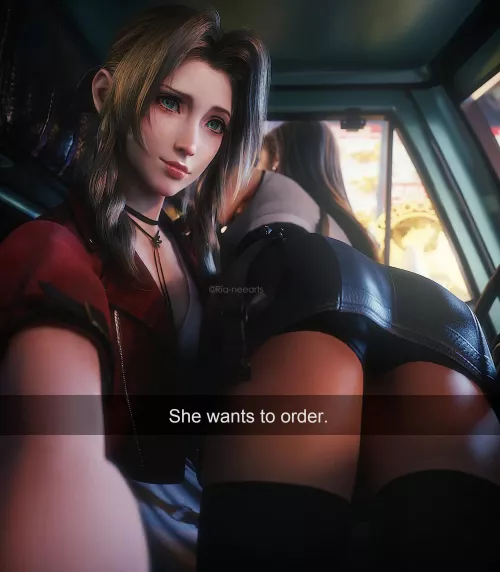 Aerith Gainsborough, Tifa Lockhart - Tifa wanted to order at the drive thru (Ria)