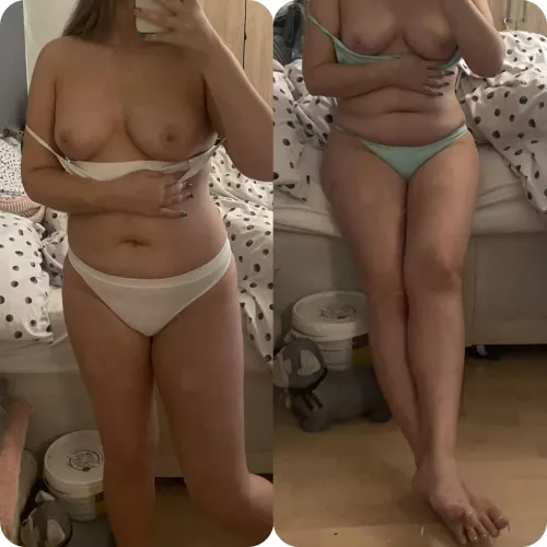 Do you prefer my girl in white or blue?