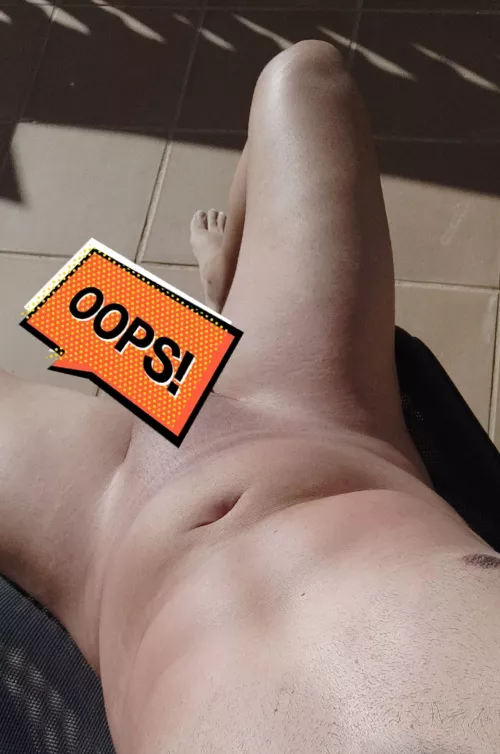 Tanning at the balcony, what a surprise if the woman upstairs goes outside