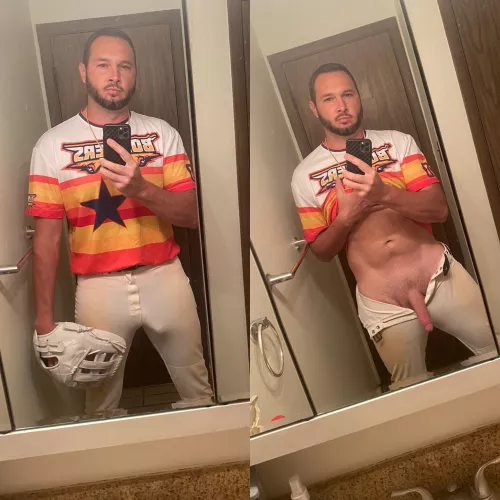 Gotta love when the old guy shows up all the young dudes on the field! I especially loved the looks I got from their college girlfriends as I trotted around the bases after smashing a homerun! Who wants to swing my bat?