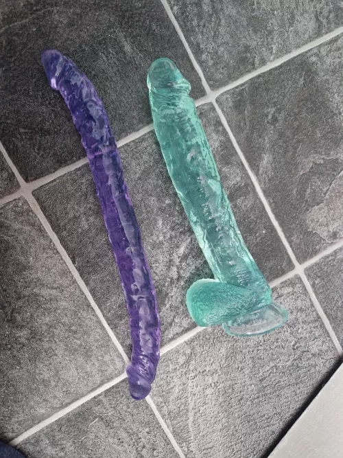 New toys for my ass, 16 inch double end didlo and a 12 inch dildo