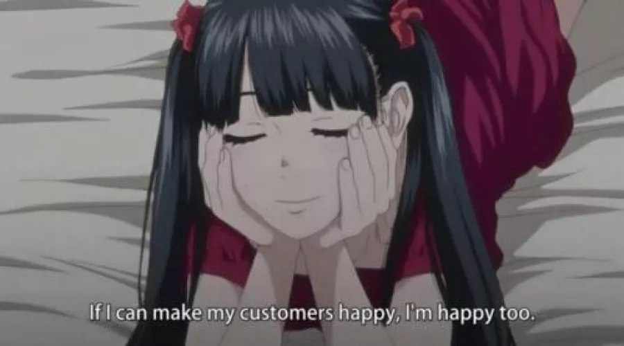LF color source: “If I can make my customers happy, I’m happy too” anime, hentai