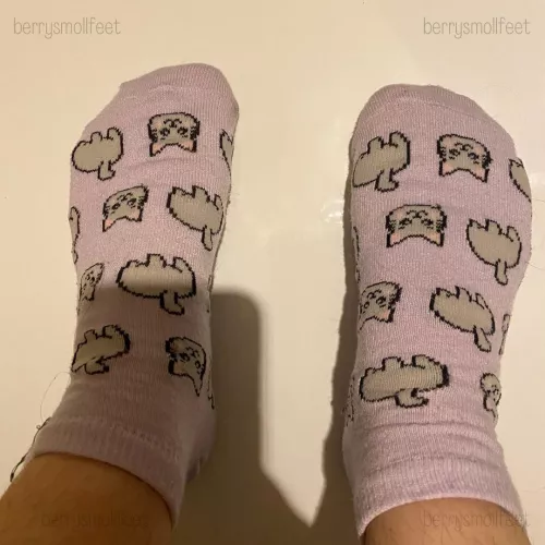 Pretty kitty cat socks they’re my favorite pair and i got the bottom side dirty again from walking outside without shoes on just socks ☺️❤️