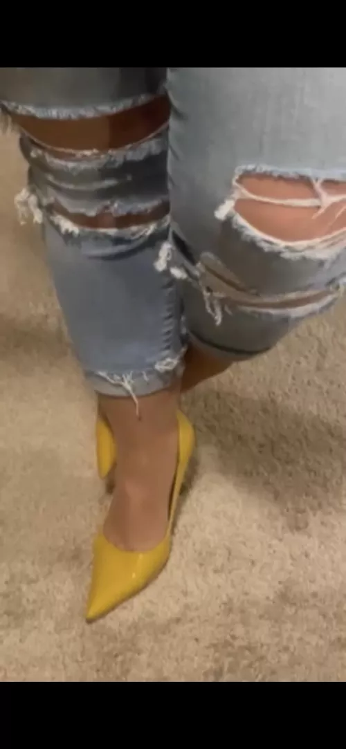 What should come off? The pants, the shoes or the pantyhose.
