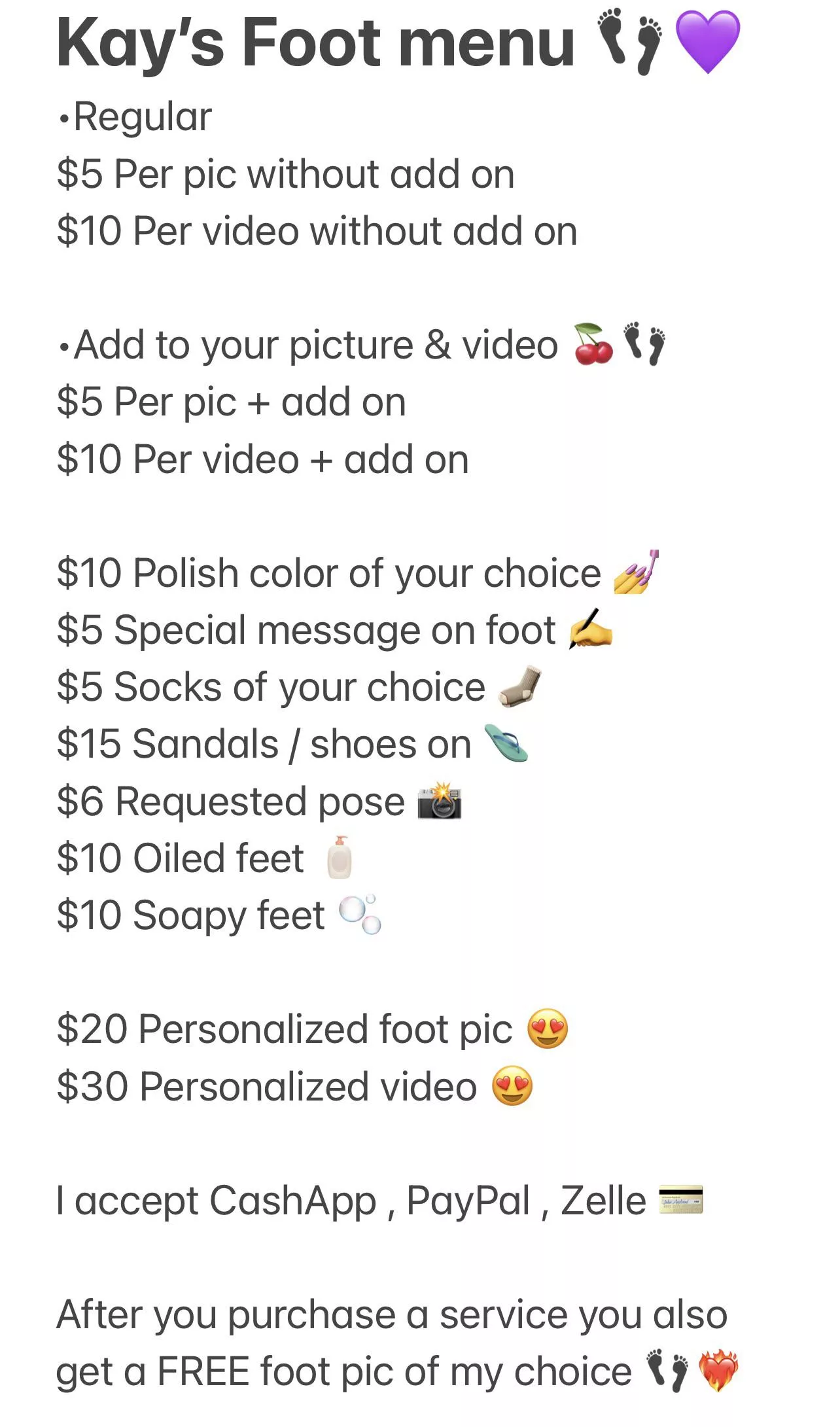 My menu 💞