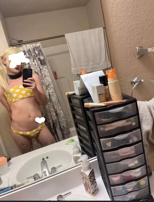 Trying out new swim suit because I’m such a sissy slut I love wearing little to no clothing for alphas