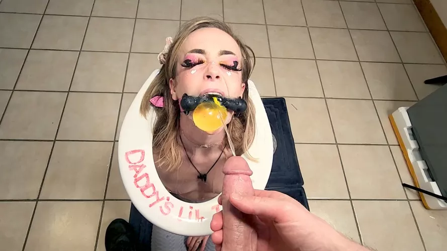 I spilled some, so he gagged me with a condom full of his piss