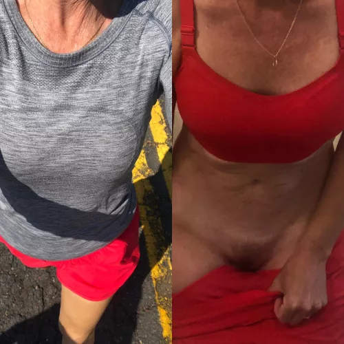 Me this morning in public and me now in Reddit! On/Off is fun even for a 45 year old mom!! [f]