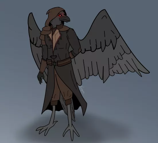 Raven in a coat, small gift for my friend (art by me)
