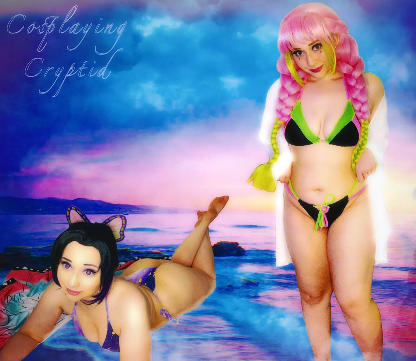 Shinobu & Mitsuri at the beach (Cosplaying Cryptid) [Demon Slayer]