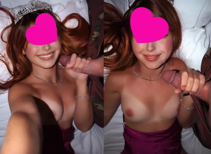 i put on my old prom dress & tiara and my friend could barely last a minute before cumming on my face! (19F)