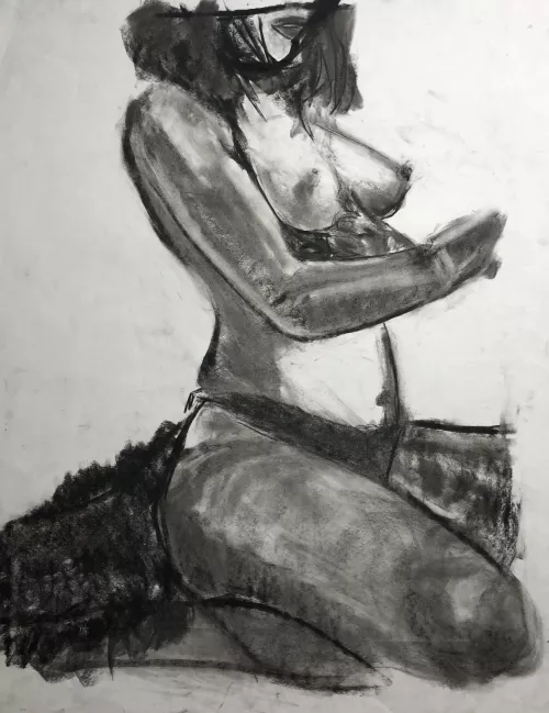Cat girl in charcoal