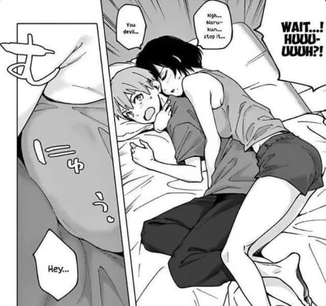 LF Mono Source: 1girl, 1boy, lying, on side, hug from behind, shorts , barefoot, bare legs, cuddling , open mouth, LF Mono Source: 1girl, 1boy, lying, on side, hug from behind, shorts , barefoot, bare legs, cuddling , open mouth,