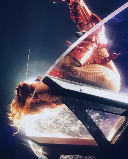 Gaga touching herself on stage