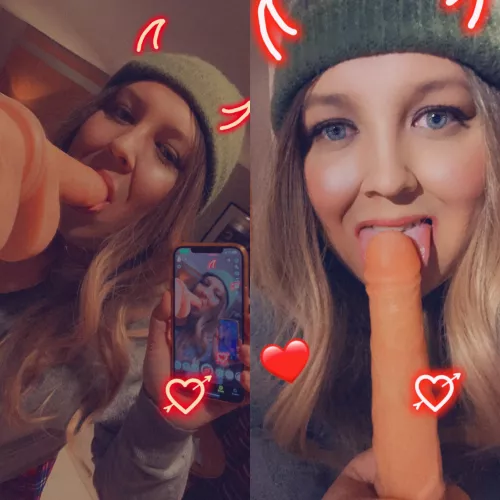 Last night was fun 🙈 Being a Good Girl and getting further and further down this dildo.. This Princess can’t wait to deepthroat 💁‍♀️😘