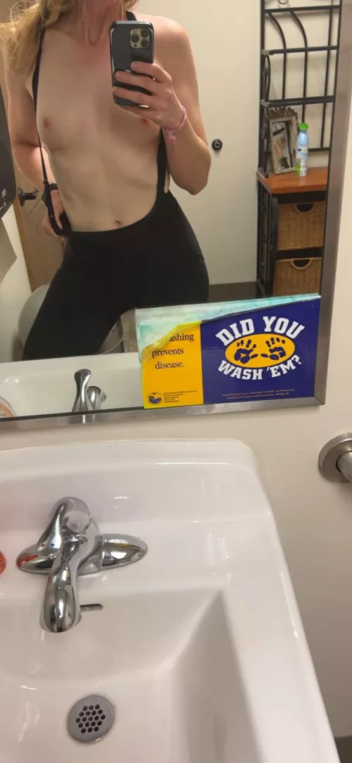 Quick clothes change in the bathroom at the end of the workday - anyone know what I’m about to go do? (F)