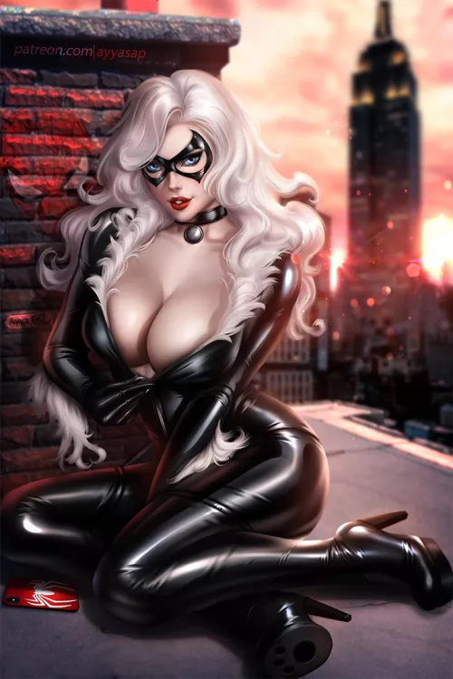 Black Cat Rooftop Fun (Ayya Saparniyazova) [Marvel]