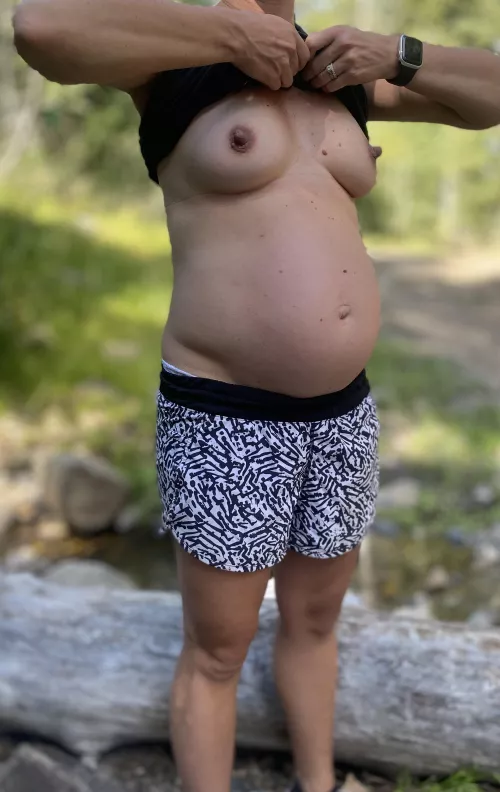 I hope you like my pregnant nips as much as the people walking did!