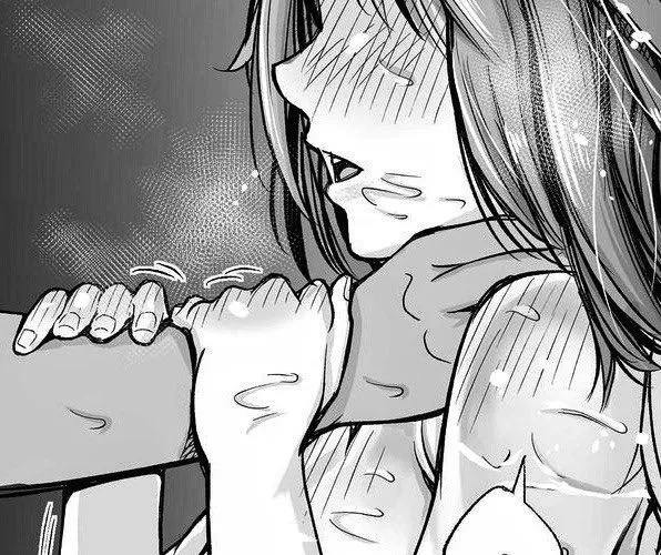 LF Mono Source: 1boy, 1girl, dark hair, short hair, asphyxiation, text bubble