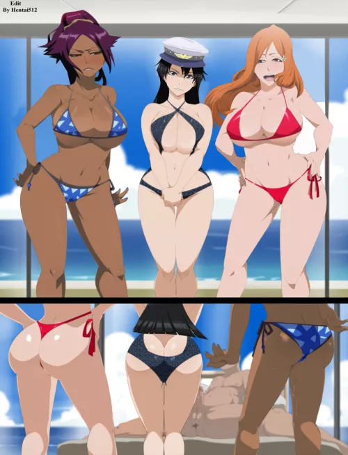 Orihime Bambietta and Yoruichi ready to have fun